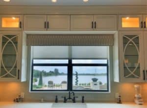 Motorized Solar Screen Roller Shade with Custom Upholstered Cornice Davie, FL